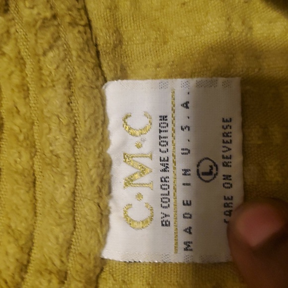 Cotton  Velour lime/mustard green color jacket  Oversized Buttons Large - Picture 3 of 8